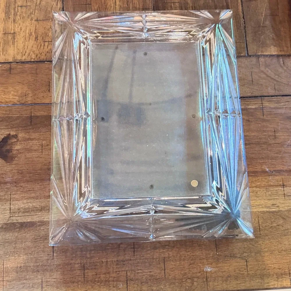 Vintage Lead Crystal Picture Frame Mikasa 5x7 Celebrity Art Deco 90s Regency